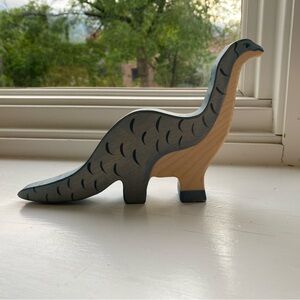Blue and Tan Dinosaur Toy with Long Neck and Tail